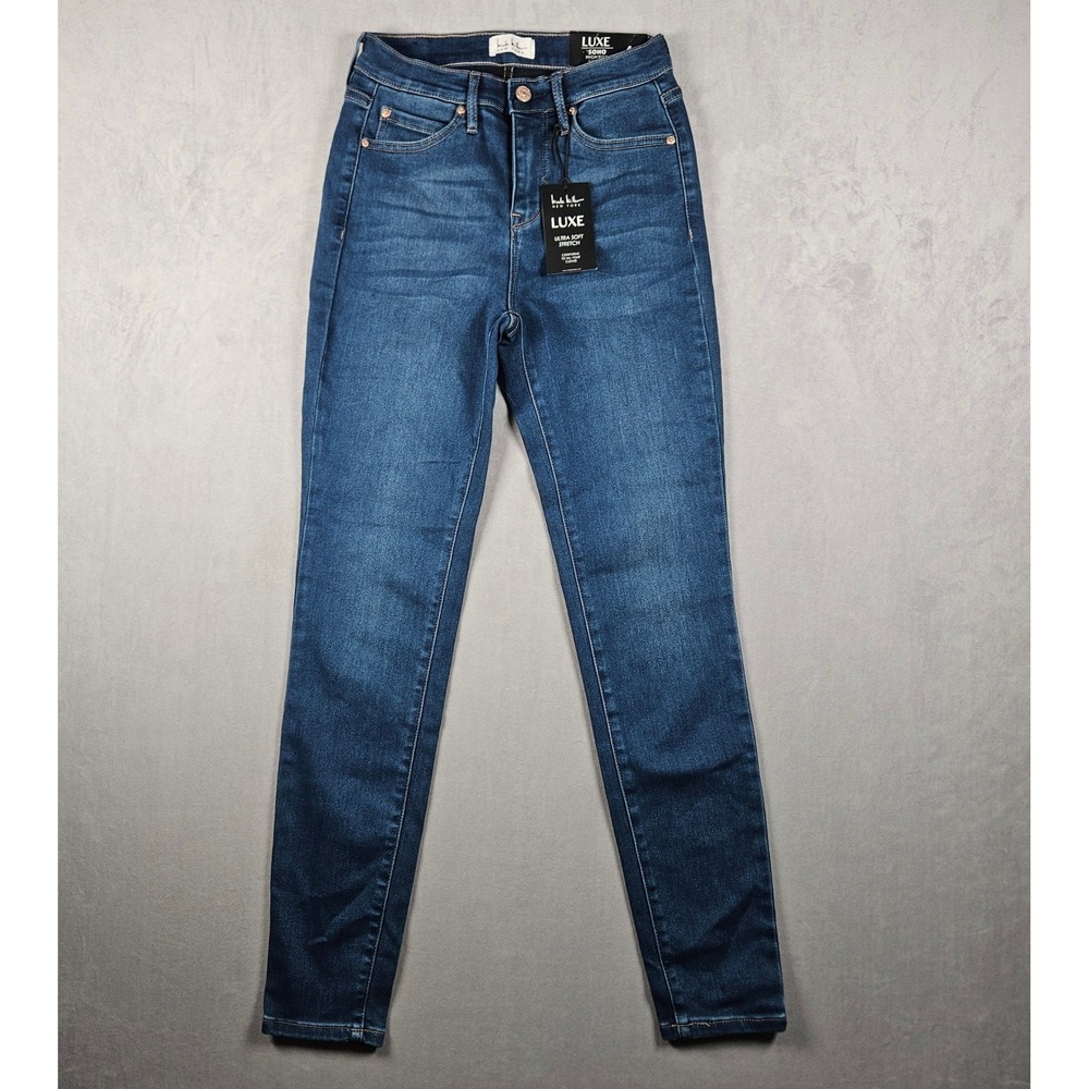 NEW Nicole Miller Jeans Women 4 Blue Luxe Soho High Rise Skinny Soft Stretch